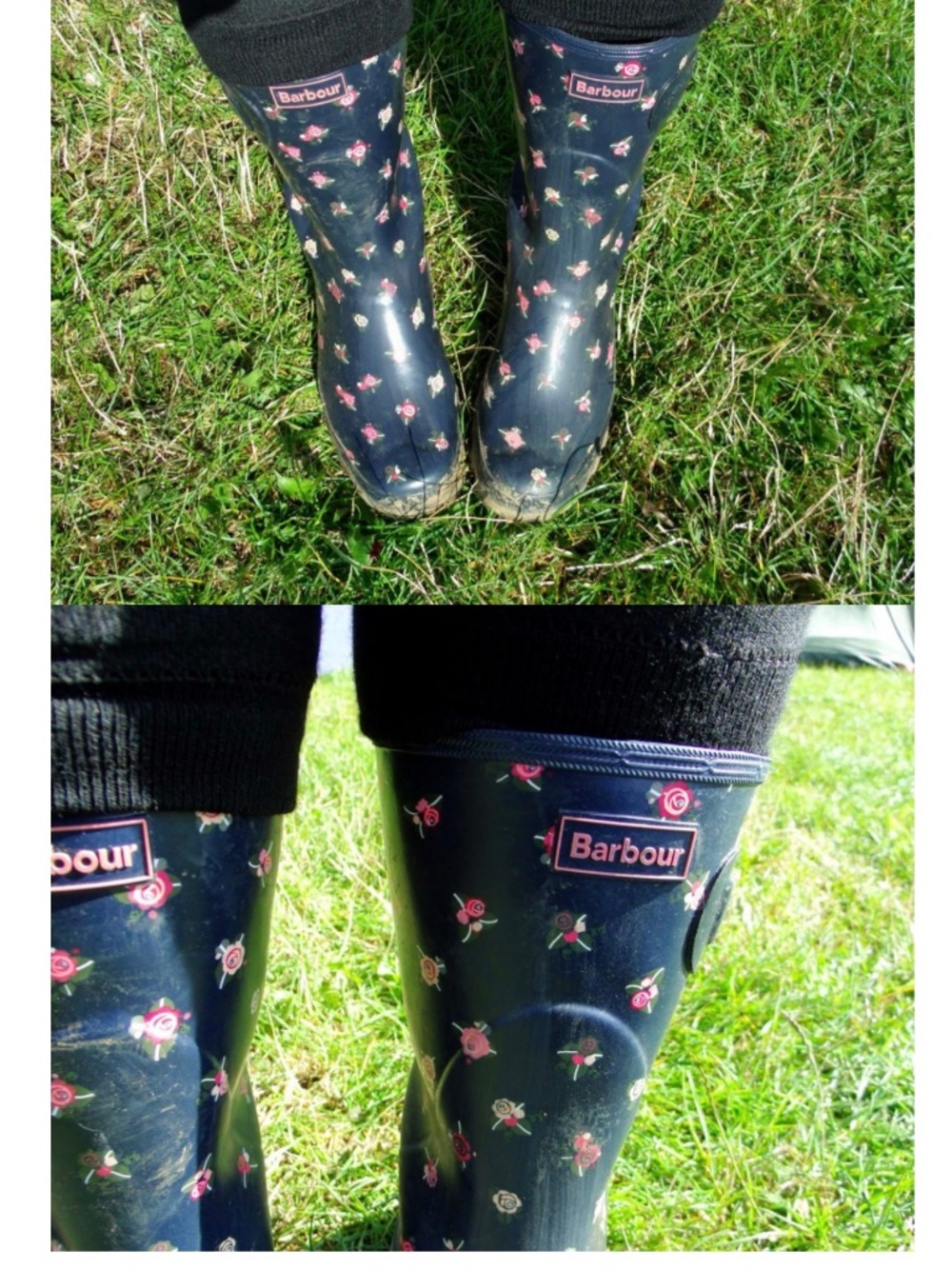 Barbour Wellington Mid Women's Rain Boots Floral Pattern Size UK 7 US 9